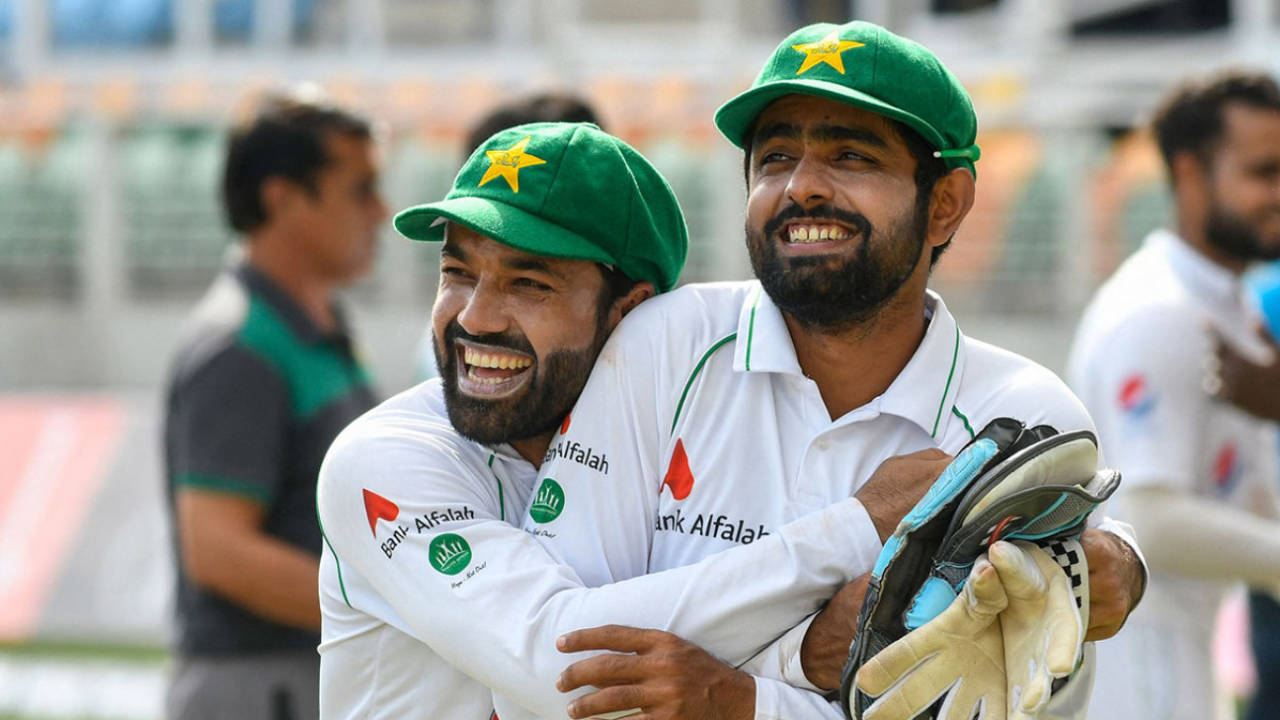 Mohammad Rizwan and Babar Azam were all smiles, West Indies v Pakistan, 2nd Test, Kingston, 5th day, August 24, 2021