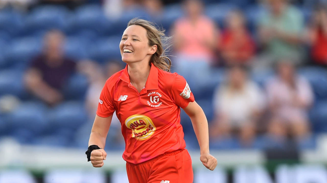 Nicole Harvey celebrates the wicket of Sophia Dunkley, Welsh Fire vs Southern Brave, The Hundred, Sophia Gardens, July 27, 2021