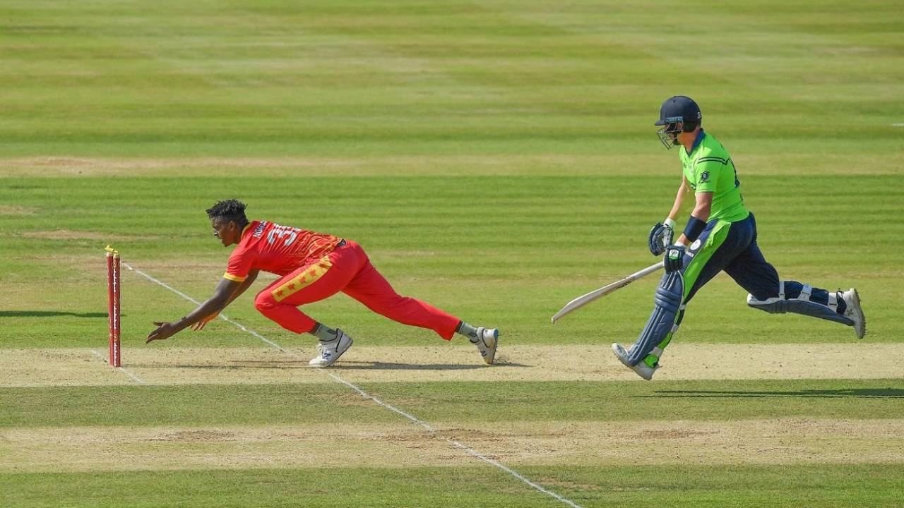 Richard Ngarava ran out Craig Young off the penultimate ball of the match&nbsp;&nbsp;&bull;&nbsp;&nbsp;Sportsfile via Getty Images