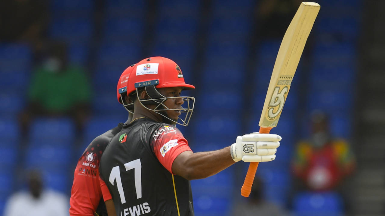 Evin Lewis led the Patriots' batting charge with a 39-ball 62, Guyana Amazon Warriors vs St Kitts and Nevis Patriots, Basseterre, August 29, 2021
