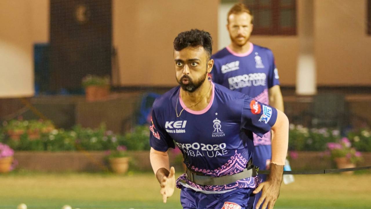 Jaydev Unadkat during a training session in UAE
