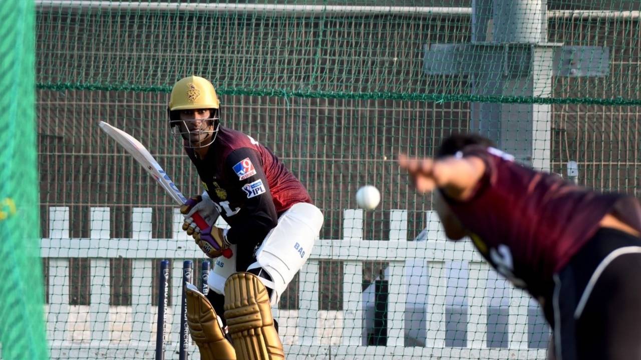 Gurkeerat Singh Mann bats in the nets