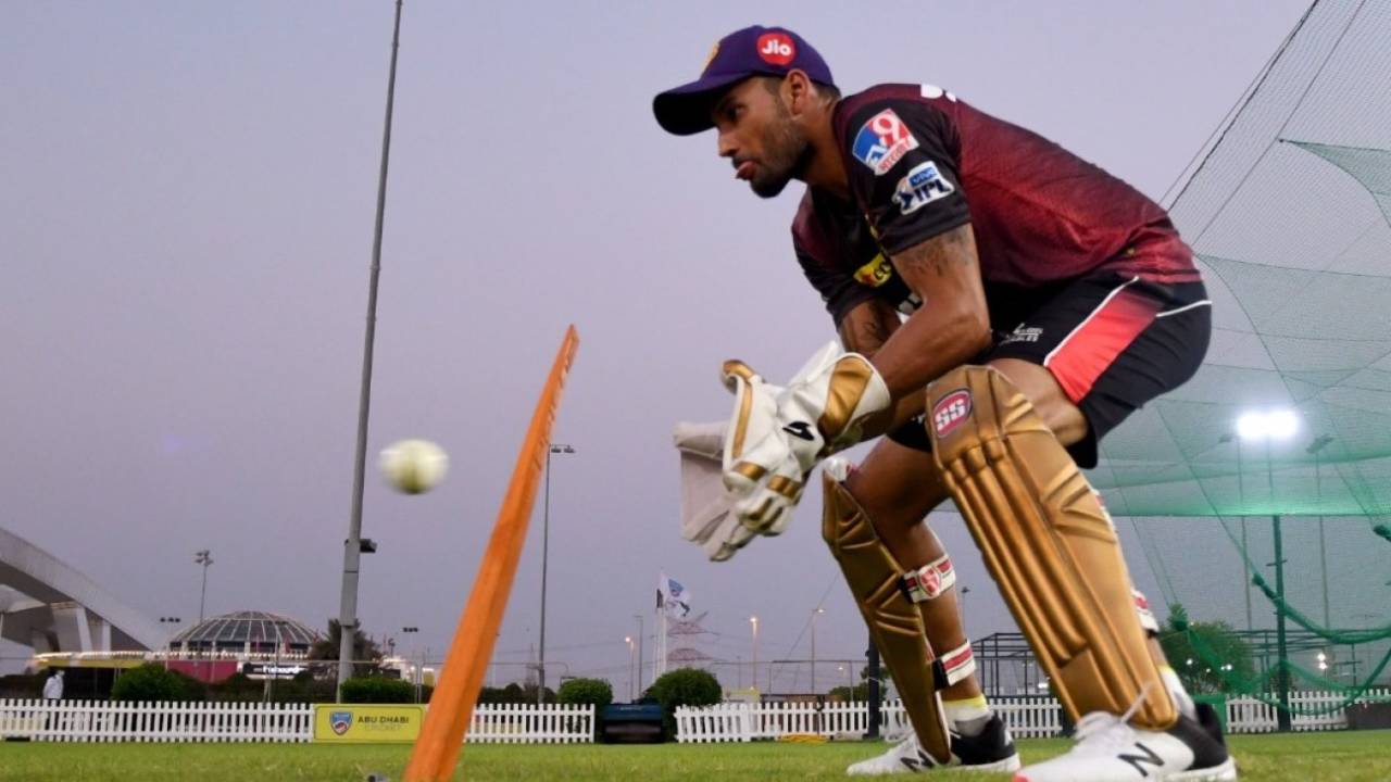 Sheldon Jackson goes through his drills behind the stumps, Abu Dhabi, September 3, 2021