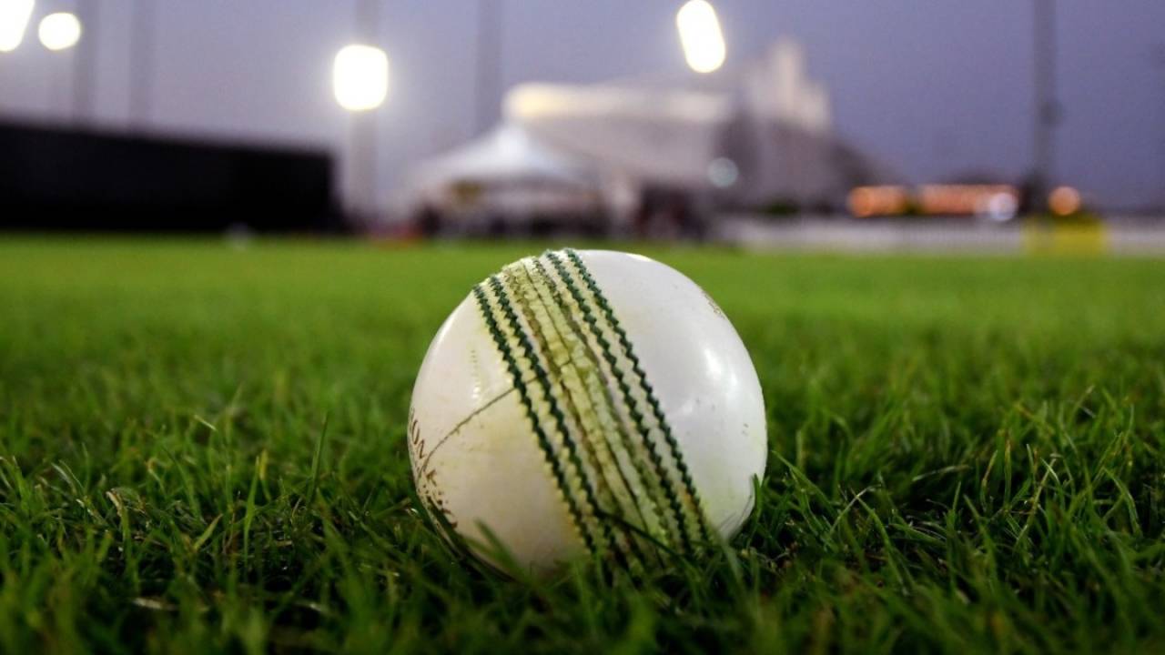 Generic shot of a white ball on a cricket field