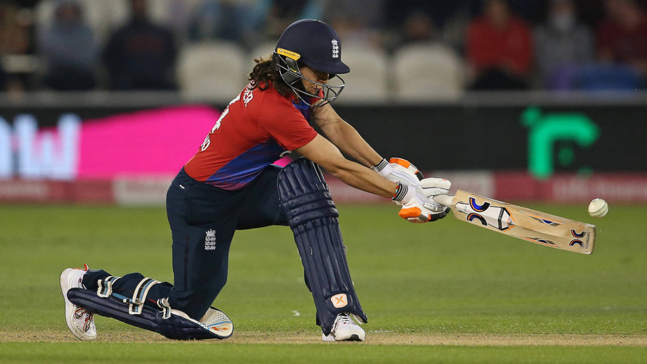 Maia Bouchier made 25 off 24 balls on T20I debut&nbsp;&nbsp;&bull;&nbsp;&nbsp;Getty Images