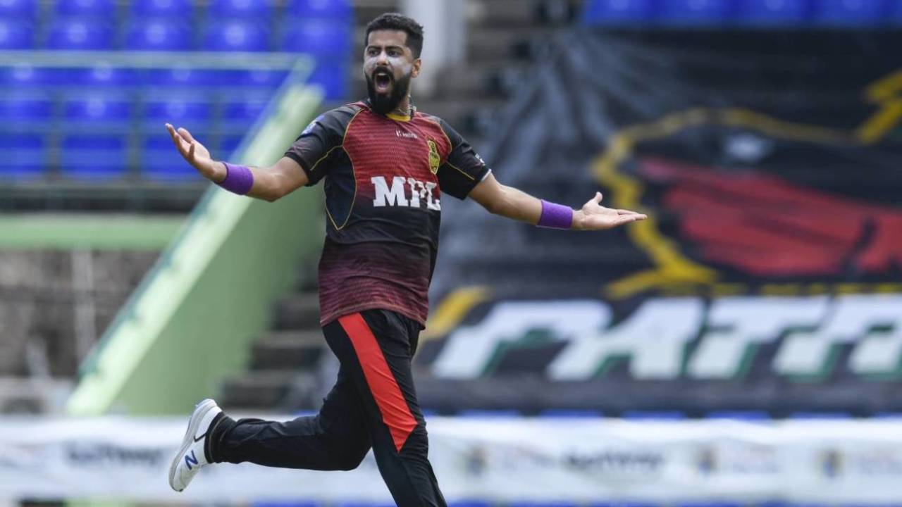 Ali Khan took four wickets in his first appearance of the season, Trinbago Knight Riders vs Jamaica Tallawahs, CPL 2021, Basseterre, September 5, 2021