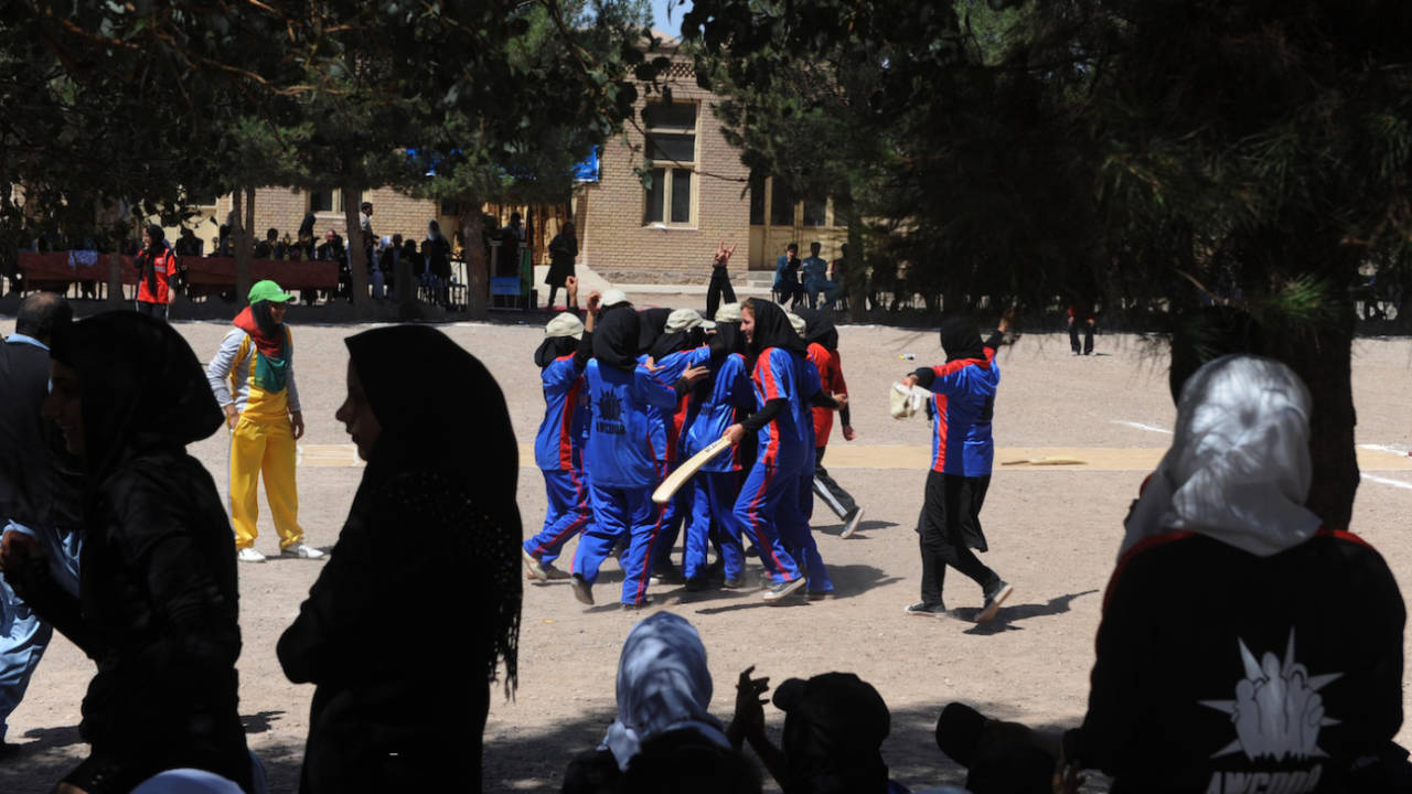 Afghan girls at a cricket match at a school in Herat, September 2, 2013