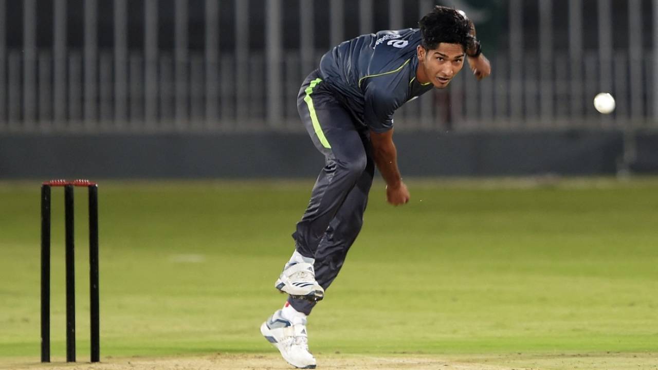 Mohammad Hasnain bowls during a practice session&nbsp;&nbsp;&bull;&nbsp;&nbsp;AFP/Getty Images