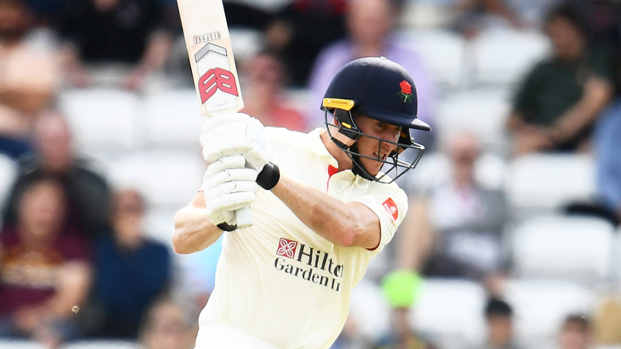 Luke Wells cuts during his century, Somerset vs Lancashire, County Championship, Division One, Taunton, September 12, 2021