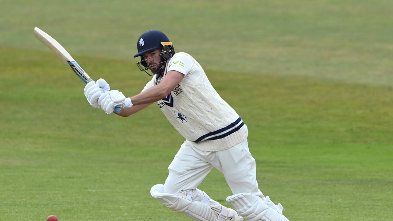 Jack Leaning gets down and works to leg, LV= Insurance County Championship, Yorkshire vs Kent, 1st day, Emerald Headingley Stadium, May 6, 2021 