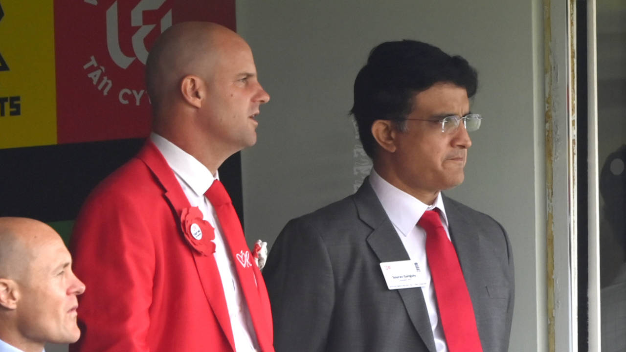 Sourav Ganguly with Andrew Strauss during the Lord's Test, London, August 13, 2021