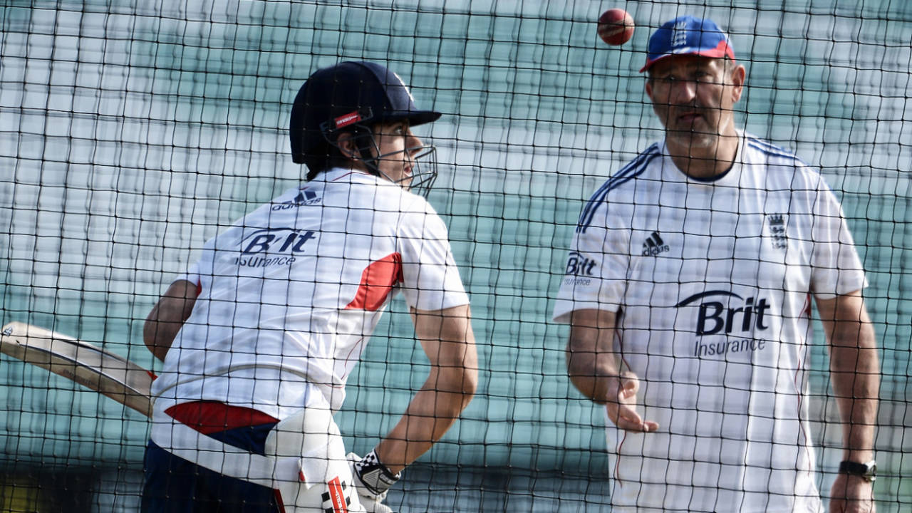 Graham Gooch chats with Alastair Cook in the nets, England v Australia, 5th Investec Test, The Oval, August 20, 2013