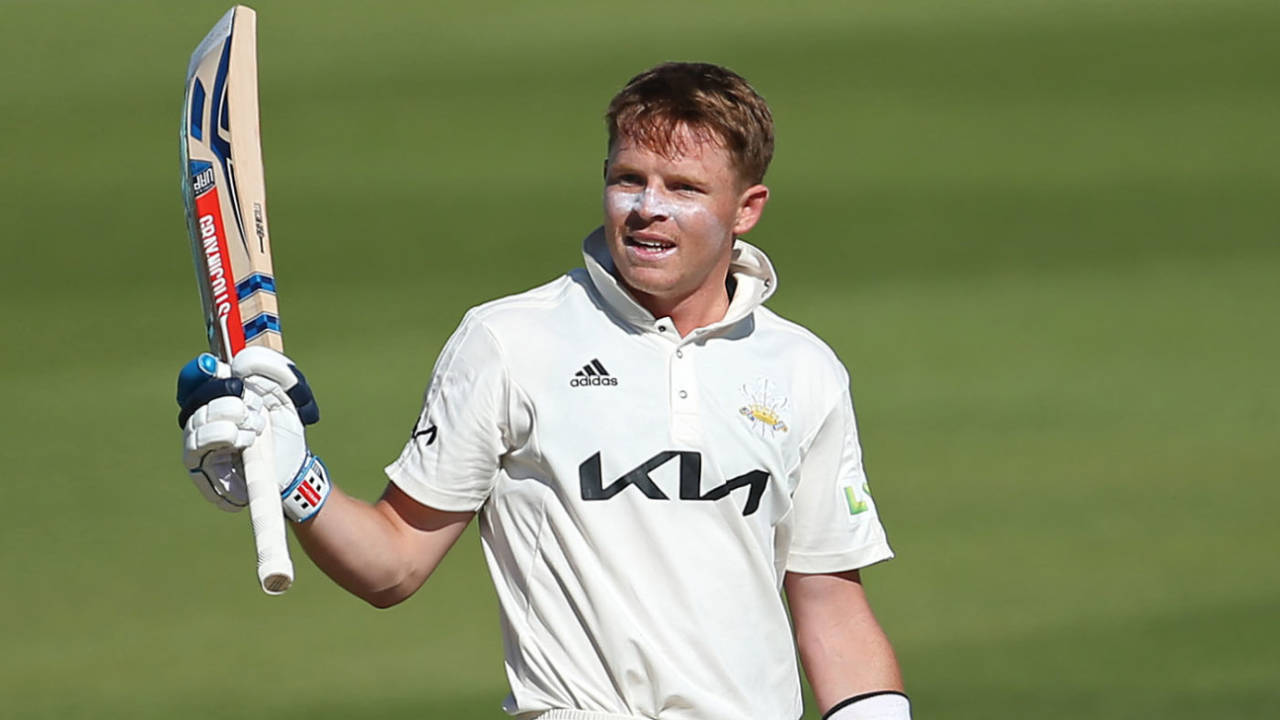 Ollie Pope celebrates his second double-hundred of the season&nbsp;&nbsp;&bull;&nbsp;&nbsp;Getty Images for Surrey CCC
