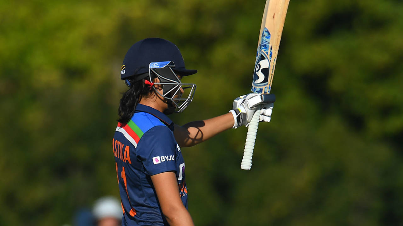 Yastika Bhatia acknowledges her fifty, Australia vs India, 3rd ODI, Mackay, September 26, 2021