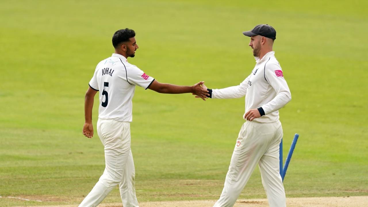Manraj Johal claimed the first wicket on the fourth morning, Warwickshire vs Lancashire, Bob Willis Trophy final, Lord's, 4th day, October 1, 2021