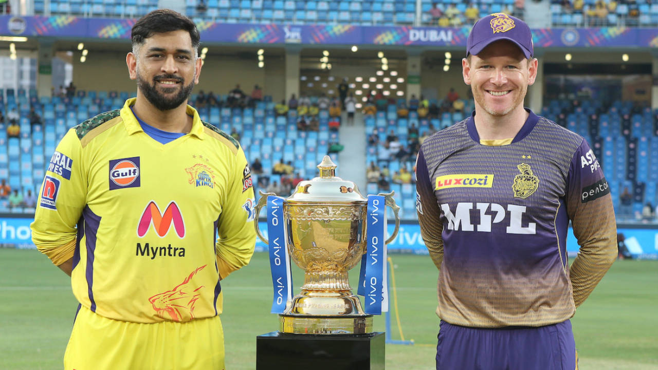 MS Dhoni and Eoin Morgan with the IPL 2021 trophy&nbsp;&nbsp;&bull;&nbsp;&nbsp;BCCI