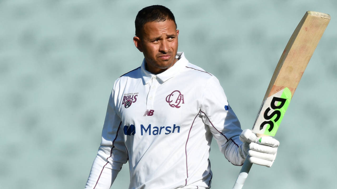 Usman Khawaja batted throughout the third day's play, South Australia vs Queensland, Sheffield Shield, Adelaide Oval, October 17, 2021