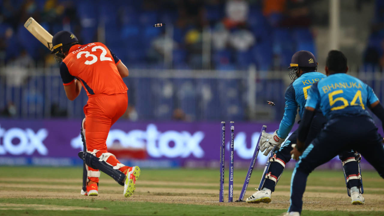 Netherlands had lost six batters by the end of the powerplay&nbsp;&nbsp;&bull;&nbsp;&nbsp;ICC via Getty