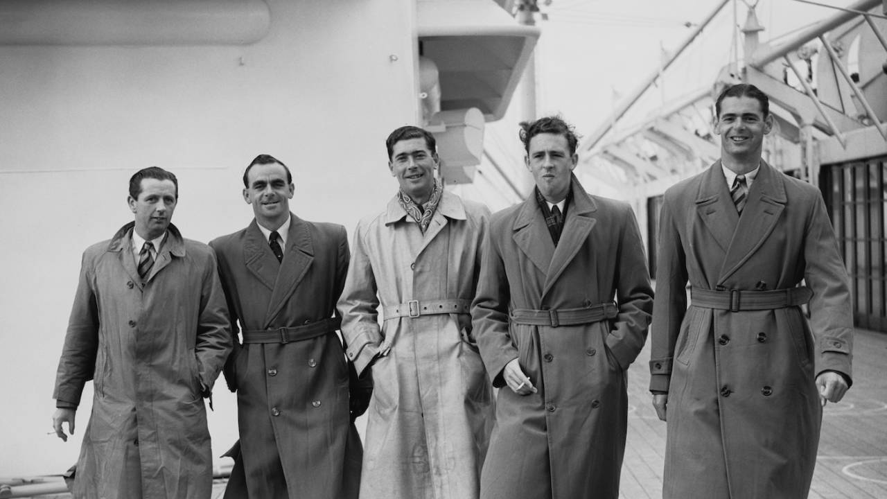 The MCC Cricket team arrives back at Tilbury on the 'Chusan', after a five-and-a-half month tour of India, Pakistan and Ceylon