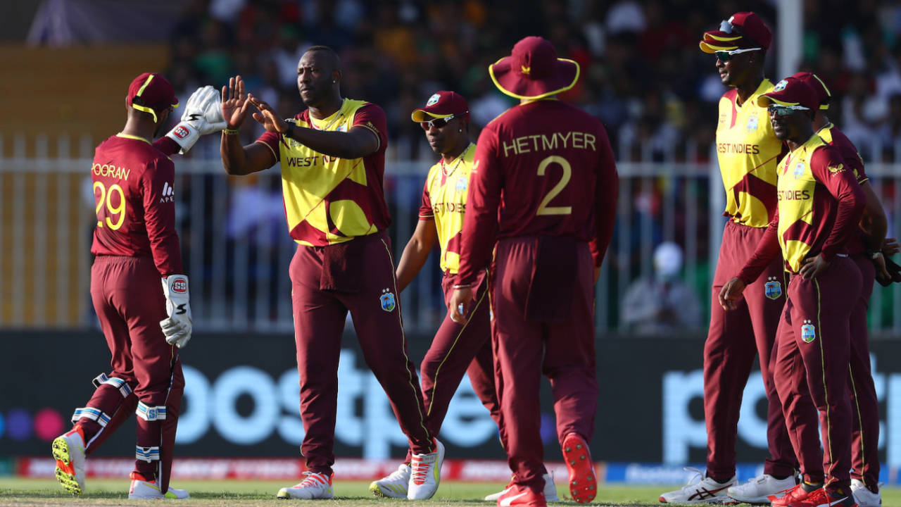 Andre Russell picked up the first wicket for West Indies, Bangladesh vs West Indies, T20 World Cup, Group 1, Sharjah, October 29, 2021