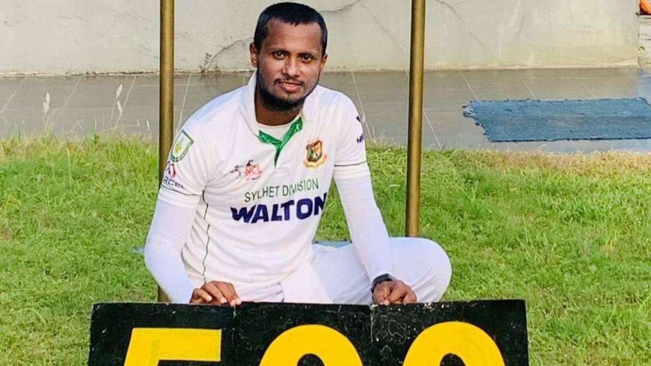 Enamul Haque Jr picked up his 500th first-class wicket, Rangpur Division vs Sylhet Division, 4th day, National Cricket League 2021-22, Sylhet International Cricket Stadium, November 3, 2021