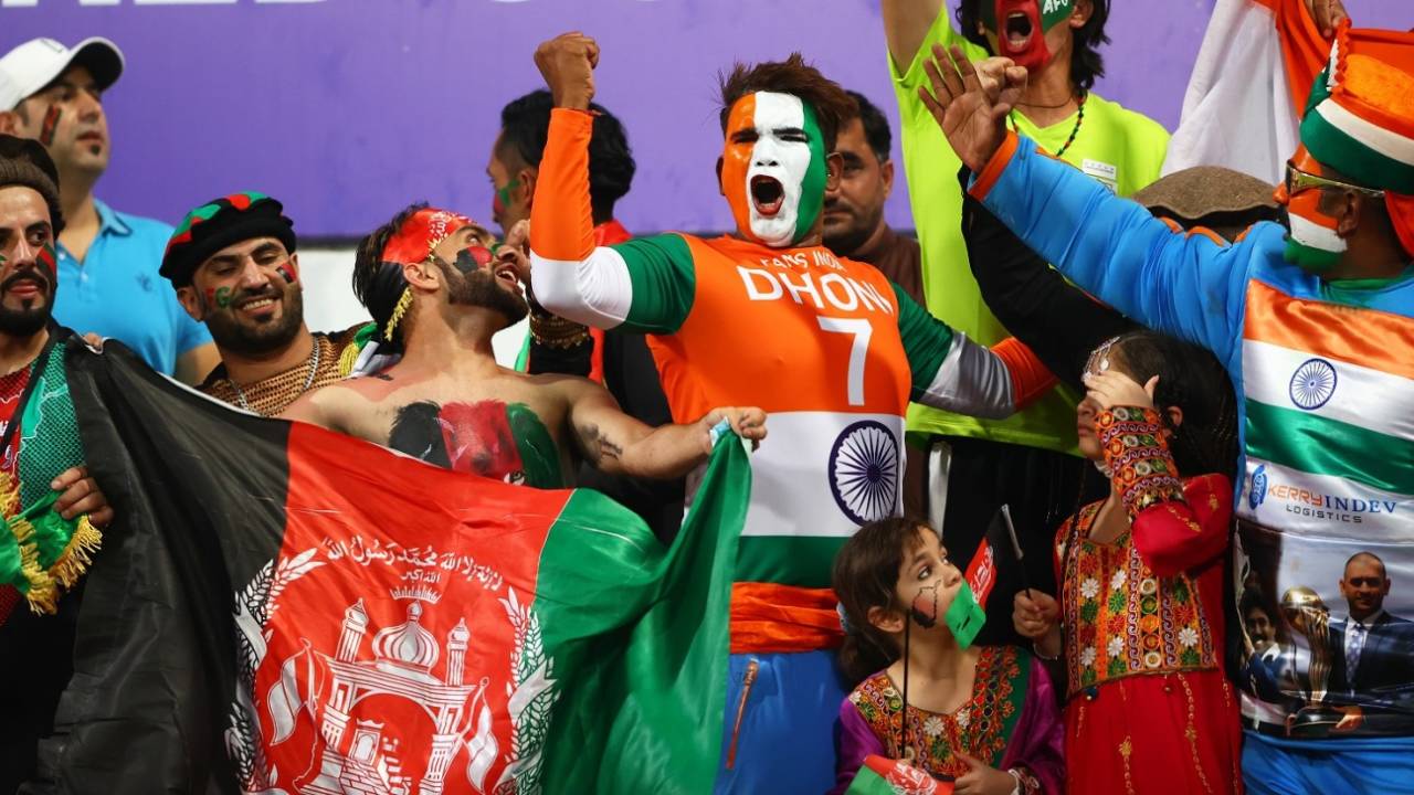 India and Afghanistan fans catch the action together, Afghanistan vs India, T20 World Cup, Group 2, Abu Dhabi, November 3, 2021