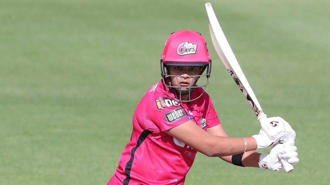 Sydney Sixers' Shafali Verma in action against Adelaide Strikers, Sydney Sixers Women vs Adelaide Strikers Women, Adelaide, November 10, 2021