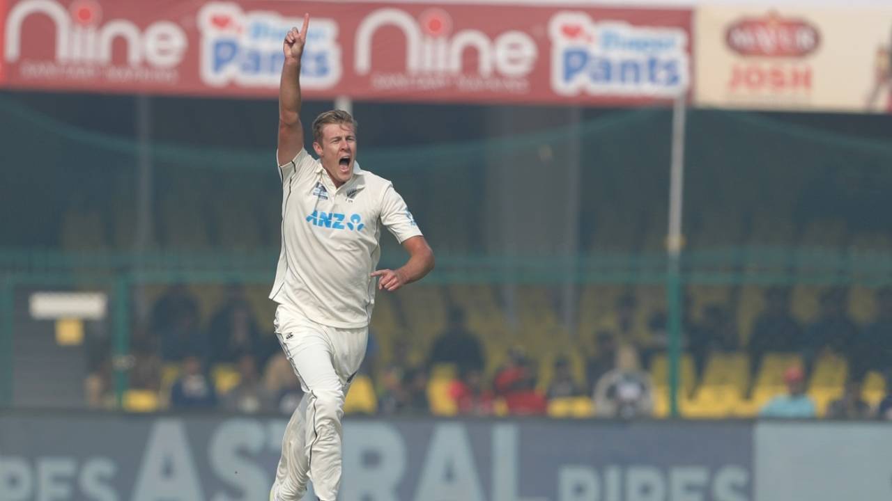 Kyle Jamieson dismissed Mayank Agarwal for 13, India vs New Zealand, 1st Test, Green Park, Kanpur, 1st day, November 25, 2021