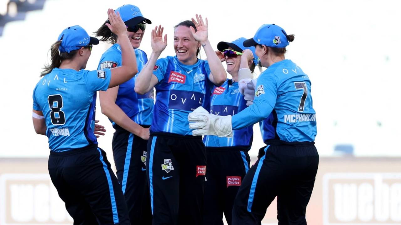 Megan Schutt celebrates the wicket of Josie Dooley&nbsp;&nbsp;&bull;&nbsp;&nbsp;Getty Images