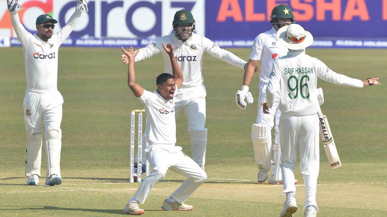 Taijul Islam appeals successfully against Azhar Ali, Bangladesh vs Pakistan, 1st Test, Chattogram, 3rd day, November 28, 2021