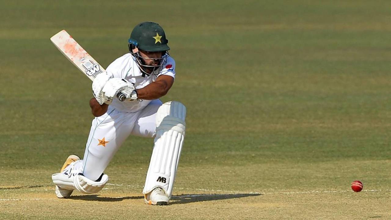 Abdullah Shafique plays a sweep, Bangladesh vs Pakistan, 1st Test, Chattogram, 4th day, November 29, 2021