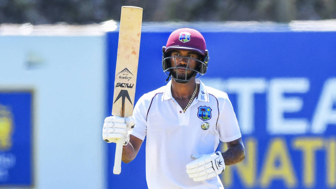 Kraigg Brathwaite brought up his half-century on the third morning, Sri Lanka vs West Indies, 2nd Test, Galle, 3rd day, December 1, 2021