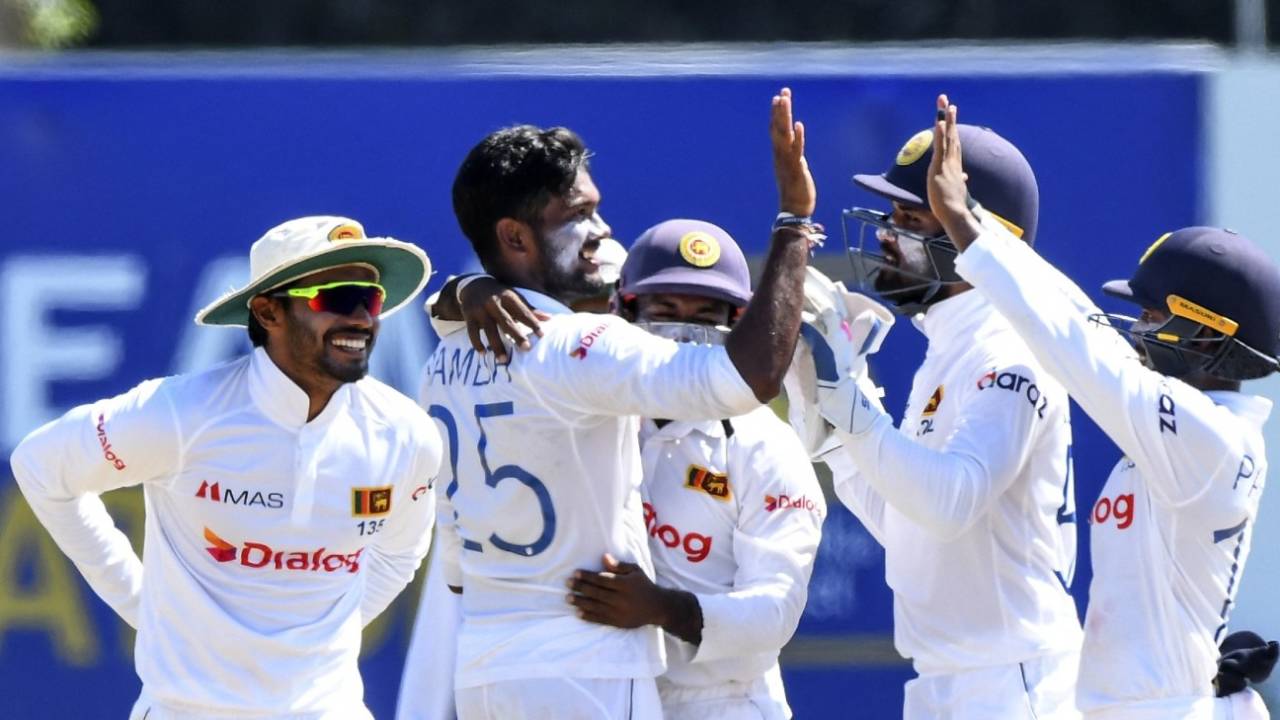 Ramesh Mendis picked up three wickets in an over in the second session, Sri Lanka v West Indies, 2nd Test, Galle, December 3, 2021