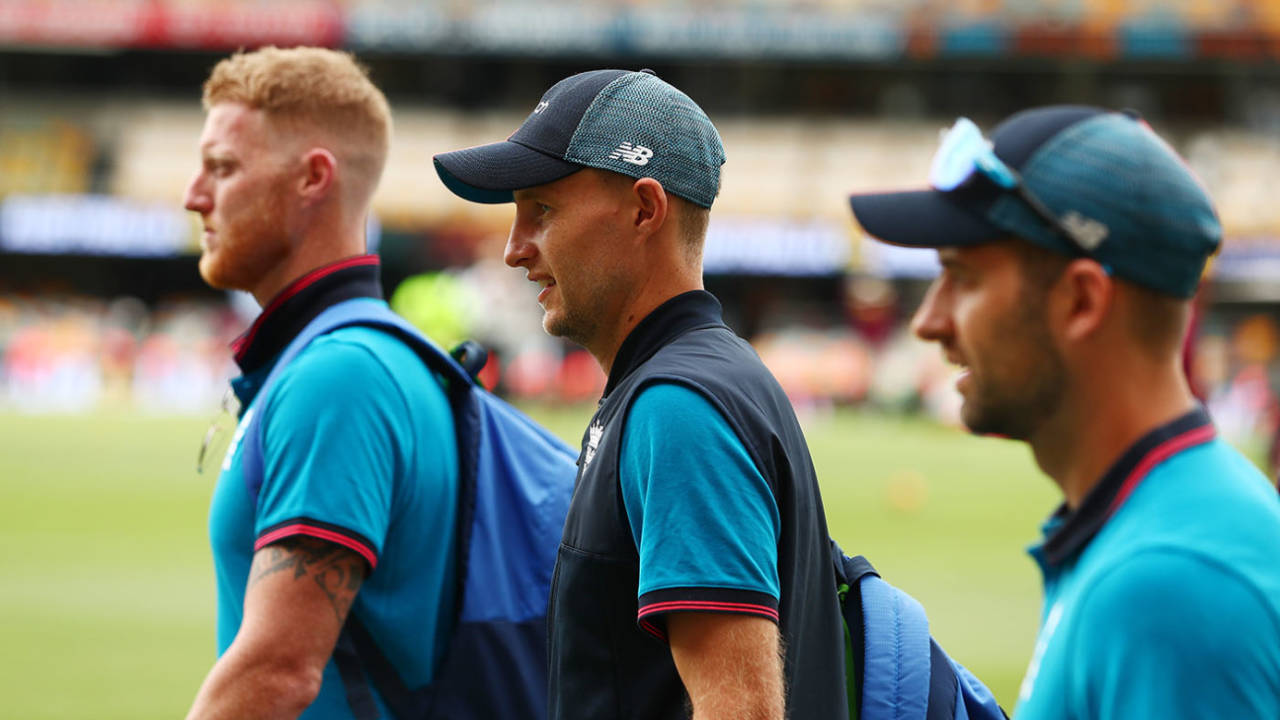 Joe Root, Ben Stokes and Mark Wood arrive at the Gabba, Australia vs England, The Ashes, 1st Test, Day 1, The Gabba, Brisbane, December 8, 2021