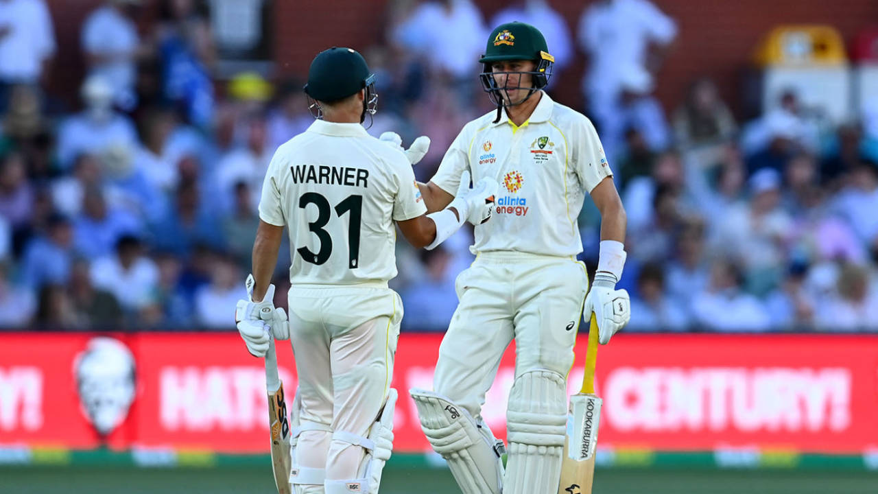 David Warner and Marnus Labuschagne shake hands, Australia vs England, 2nd Test, The Ashes, Adelaide, 1st day, December 16, 2021