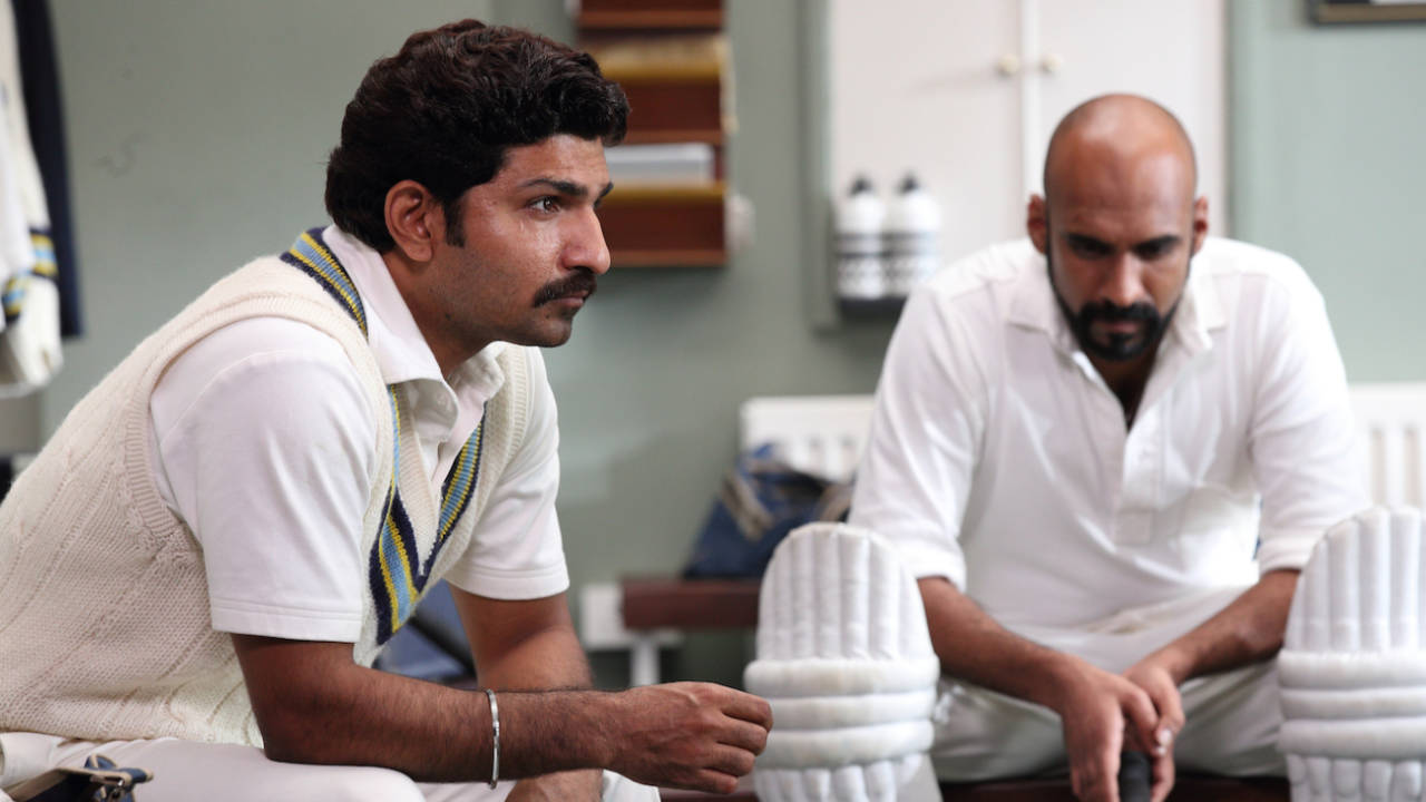 Still from the film 83 showing Jatin Sarna, who plays Yashpal Sharma, and Sahil Khattar (Syed Kirmani), in the dressing room during the 1983 World Cup, 2021