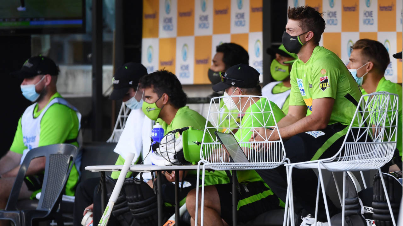 The Sydney Thunder dugout resorted to masks after a Covid outbreak&nbsp;&nbsp;&bull;&nbsp;&nbsp;Cricket Australia via Getty Images