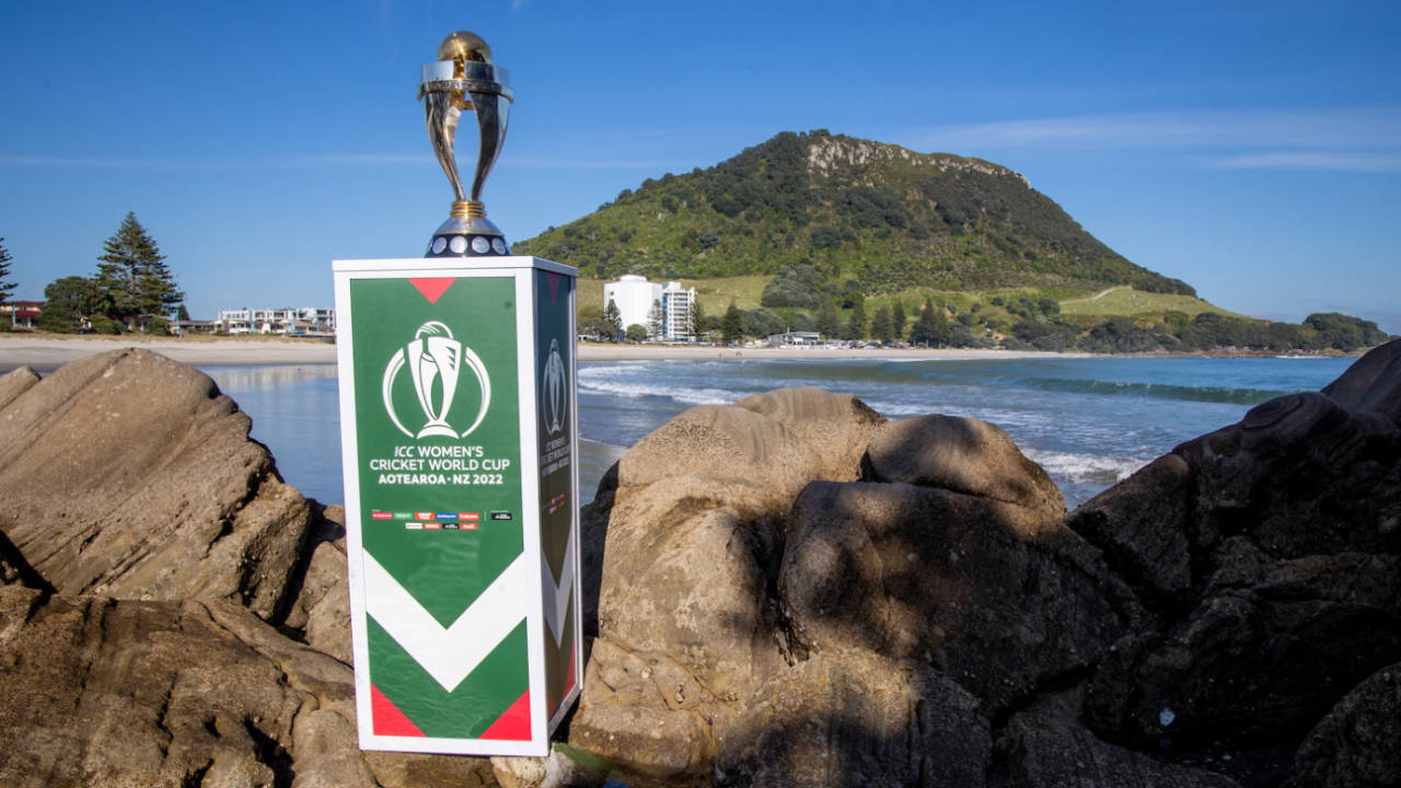 The Women's World Cup trophy on display, Tauranga, January 12, 2022