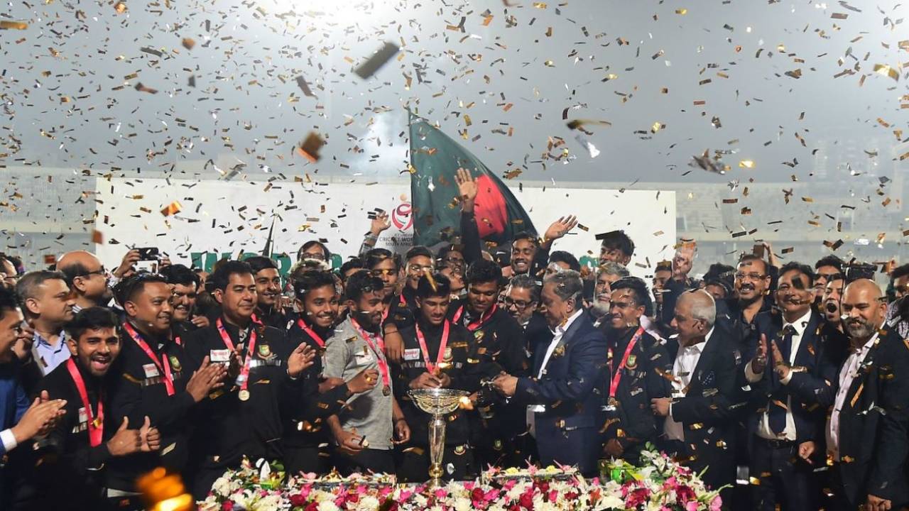 The Under-19 world-beaters were felicitated in a grand ceremony at the Shere Bangla Stadium&nbsp;&nbsp;&bull;&nbsp;&nbsp;AFP/Getty Images