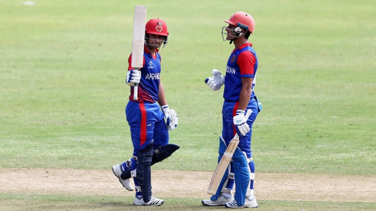 Suliman Safi celebrates his fifty, Afghanistan Under-19 vs PNG Under-19, Under-19 World Cup, Diego Martin, January 18, 2022 