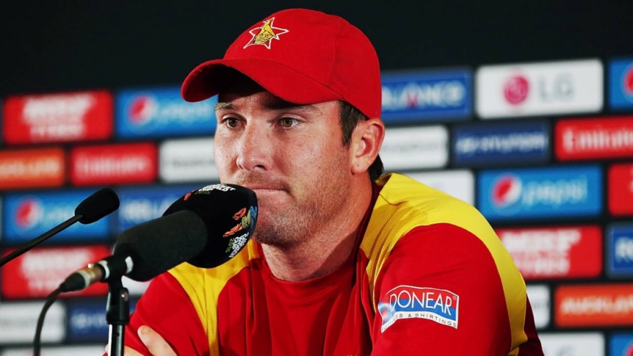 Brendan Taylor addresses the media after Zimbabwe's loss to India, India vs Zimbabwe, 2015 World Cup, Auckland, March 14, 2015