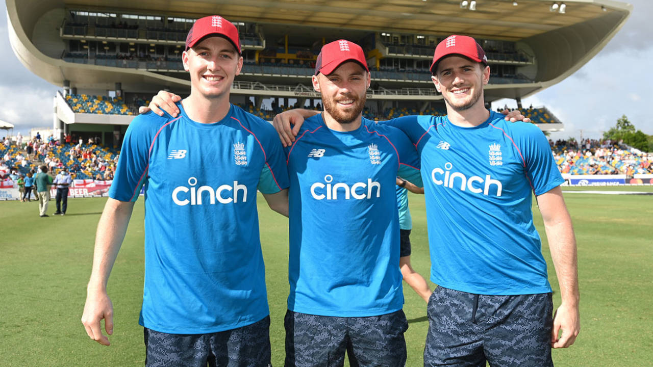 Harry Brook, Phil Salt and George Garton were handed their T20I caps, West Indies vs England, Kensington Oval, Barbados, 3rd T20I, January 26, 2022