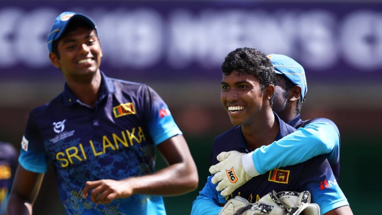 Vinuta Ranpul celebrates a wicket, Sri Lanka v Afghanistan, quarter-finals, Under-19 World Cup, January 27, 2022