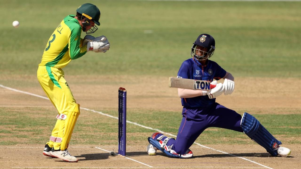 Yash Dhull innovates with an open bat face, India vs Australia, Under-19 World Cup semi-finals, Coolidge, February 2, 2022