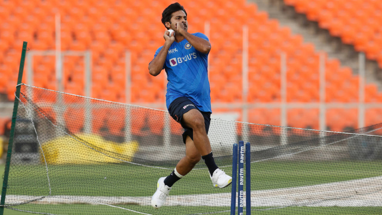 Shardul Thakur in his delivery stride, India vs West Indies, 1st ODI, Ahmedabad, February 5, 2022