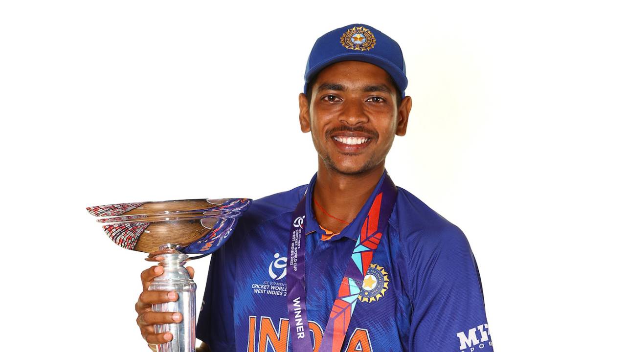 Ravi Kumar poses with the Under-19 World Cup trophy