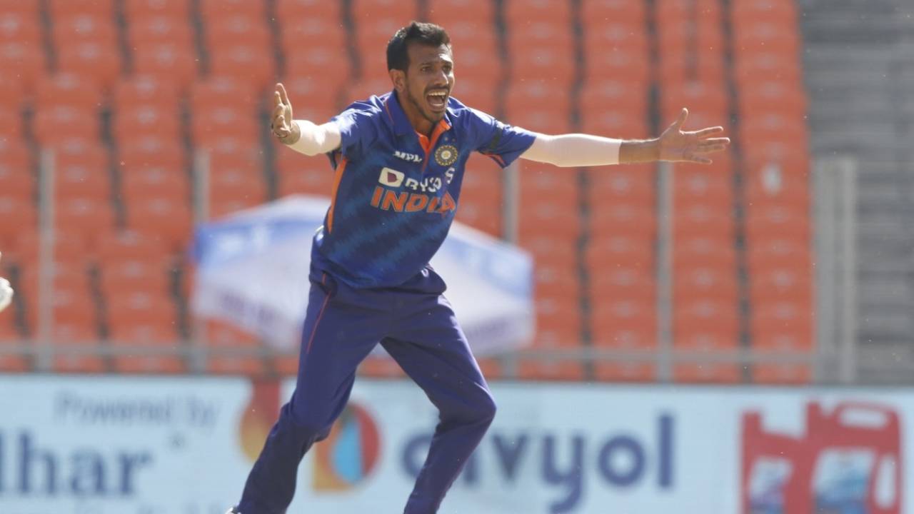 Yuzvendra Chahal appeals for a wicket, India vs West Indies, 1st ODI, Ahmedabad, February 6, 2022