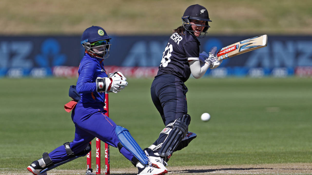 Amelia Kerr guides the ball behind square doing her century&nbsp;&nbsp;&bull;&nbsp;&nbsp;Getty Images