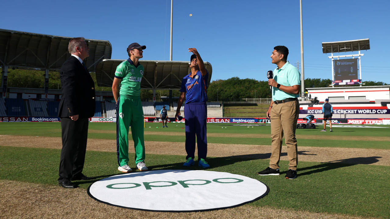 Nishant Sindhu and Tim Tector at the toss, India U-19s vs Ireland U-19s, Tarouba, U-19 World Cup, January 19, 2022