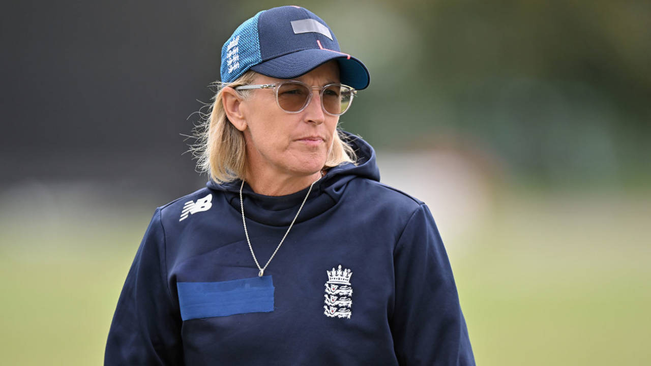Lisa Keightley looks on during England's final warm-up match, England Women vs South Africa Women, Women's World Cup Warm-up, Lincoln, March 2, 2022 